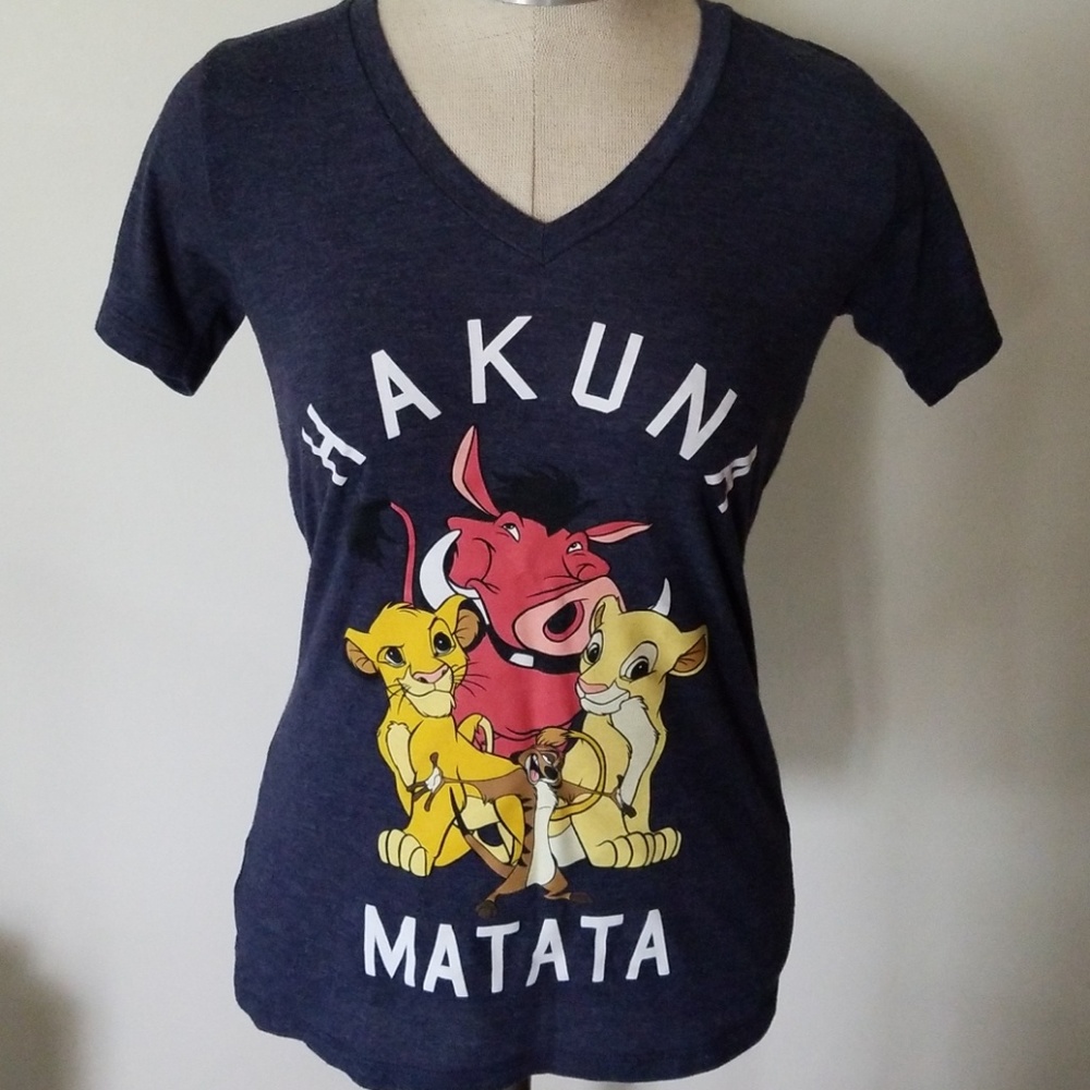 Disney Lion King Hakuna Matata V-neck Blue Tee